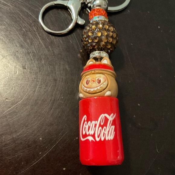 Coca Cola Other - Labubu Coca-Cola Red and Brown Beaded Keychain/Purse Charm